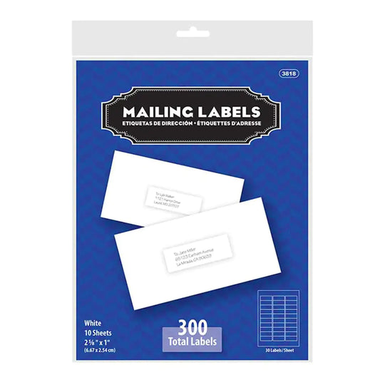 White Address Labels 1″ X 2 5/8″ (300/Pack)